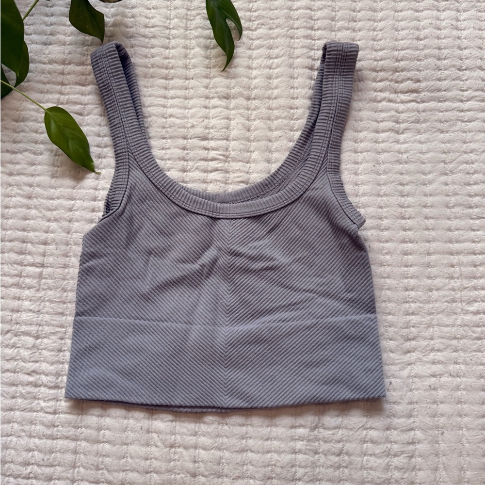 Gray/purple Ribbed Tank Top